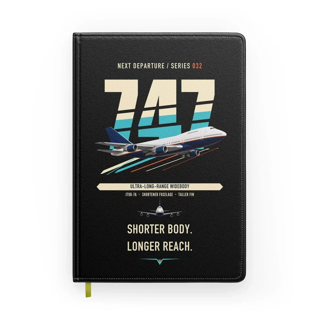 Boeing 747SP design on black notebook