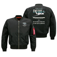 Thumbnail for Cessna Citation Encore+ design on black bomber jacket, double-side print
