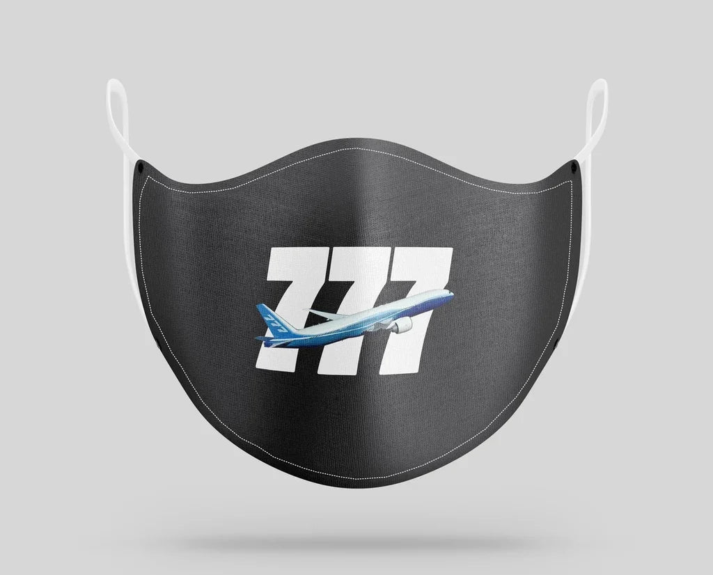 Super Boeing 777 aviation face mask in breathable cotton blend.