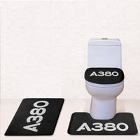 Thumbnail for Airbus A380 Flat Text Toilet Seat Cover Three-piece aviation print on soft fabric toilet seat cover set.