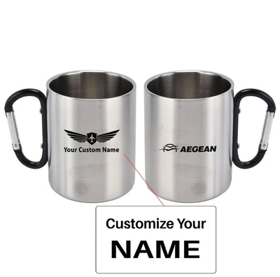 Aegean Airlines aviation design on outdoor mug, durable insulated construction.