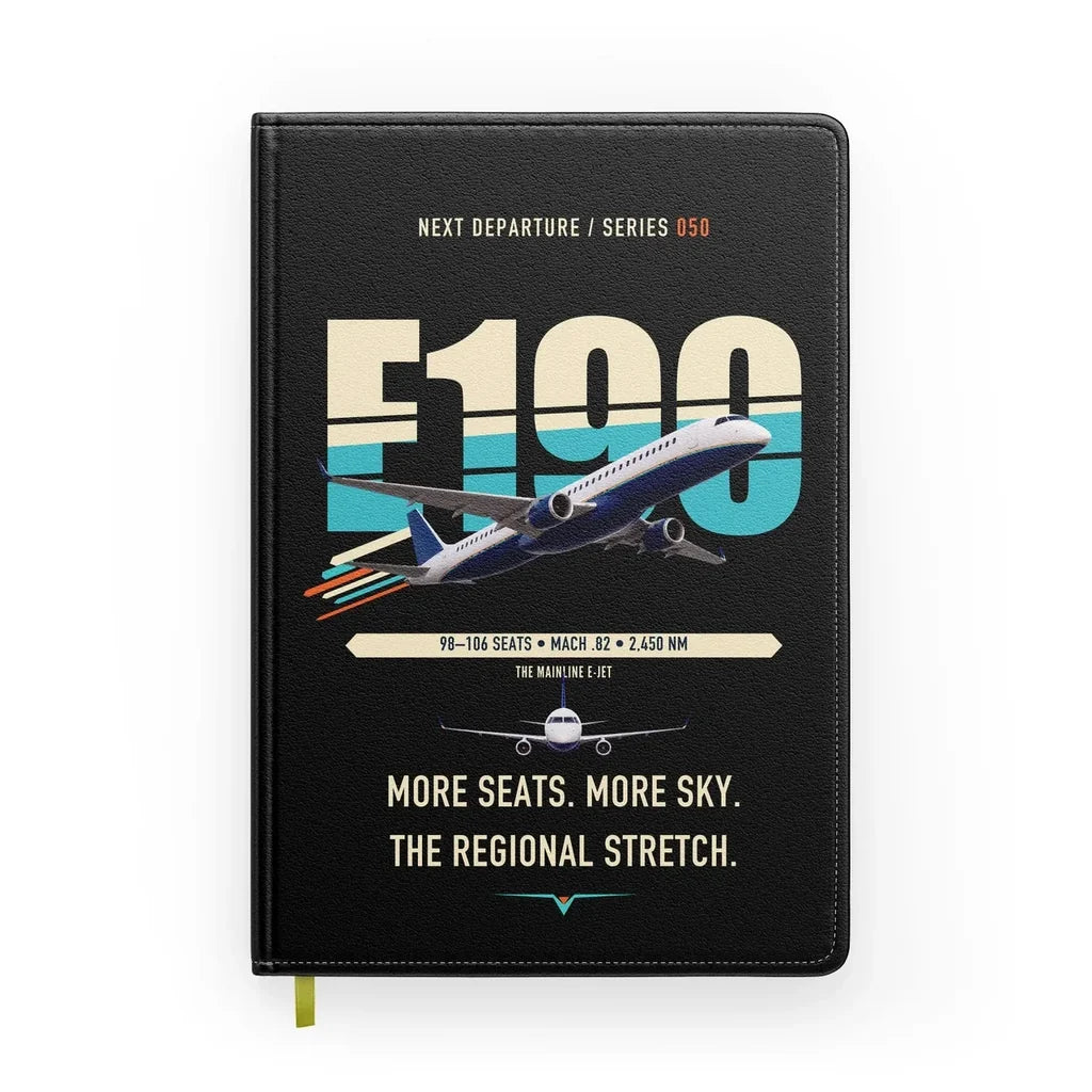 Embraer E190 design on black notebook