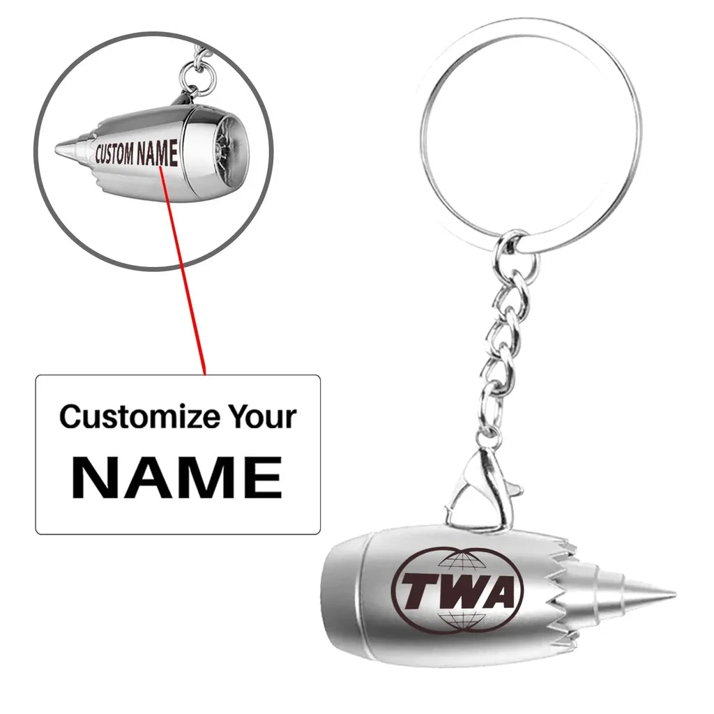 Customisable Trans World Airlines Jet Engine Key Chain