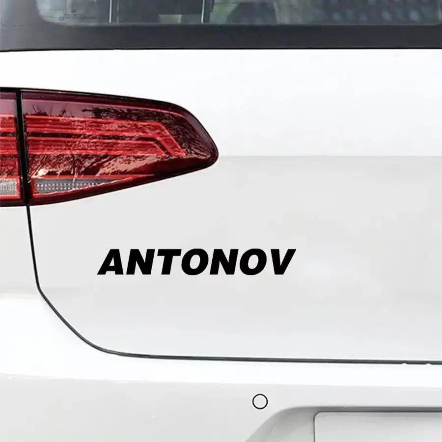 Antonov & Text Car aviation design car sticker in weather-resistant vinyl.