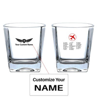 Thumbnail for Aviation Alphabet 2 aviation design on whiskey glass, crystal-clear premium glassware.