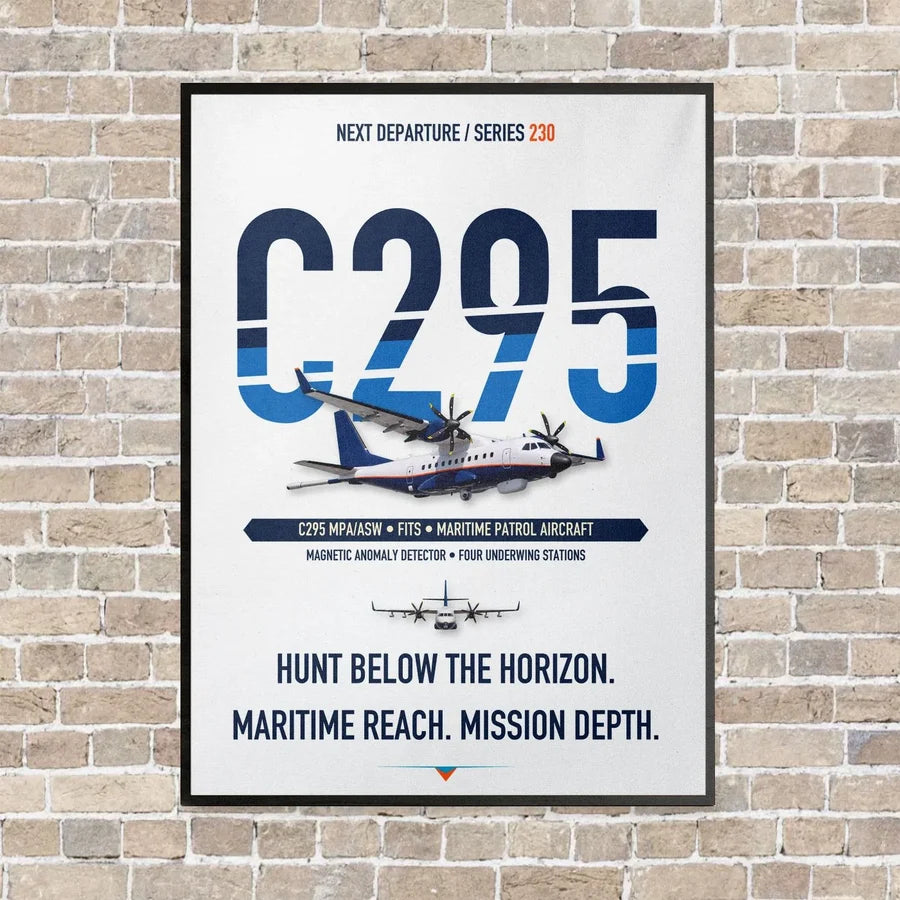 Airbus C295 MPA/ASW vertical canvas print - framed - white background