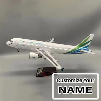 Side view of Cambodia Lanmei Airlines Airbus A320 Airplane Model (47CM) aviation LED model airplane in diecast metal with LED.