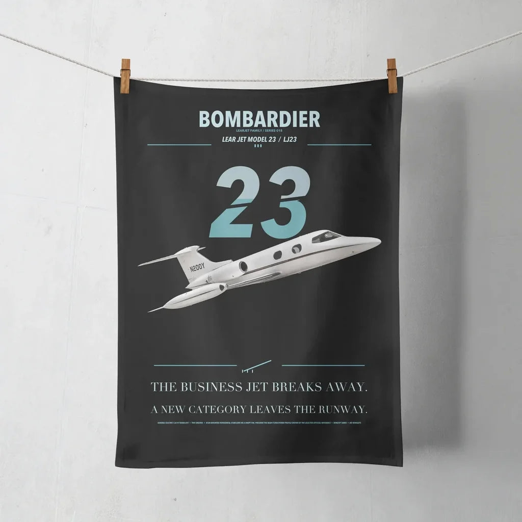Bombardier Learjet 23 design on black towel