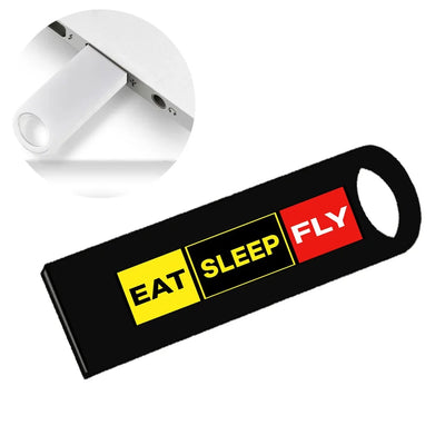 Eat Sleep Fly (Colourful) aviation design on durable waterproof casing waterproof USB device.