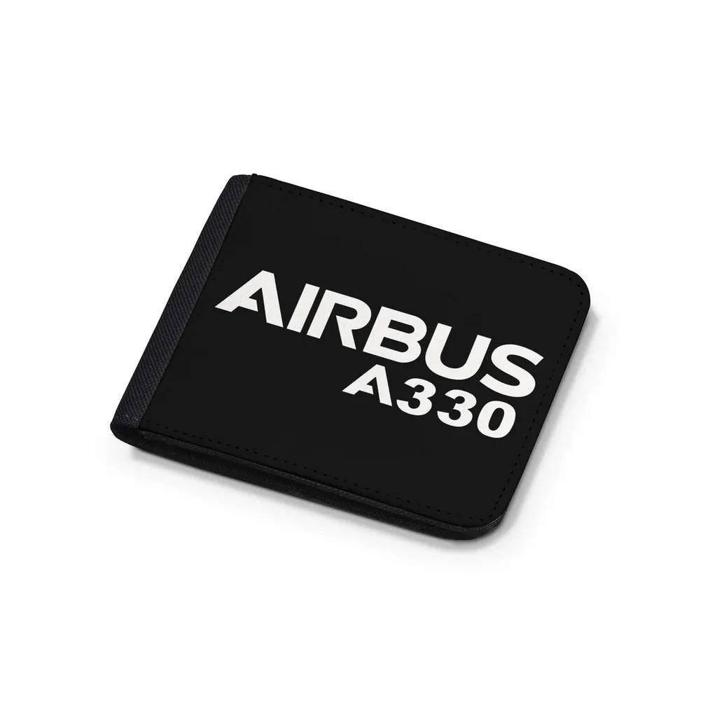 Airbus A330 & Text aviation design wallet, leather construction.