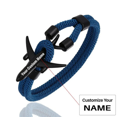 (Edition 2) Stylish Airplane Shape Bracelets Black (Pure Colours) aviation-themed bracelet, polished metal.