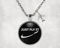 Thumbnail for Just Fly It 2 aviation necklace, stainless steel body with engraved detail.