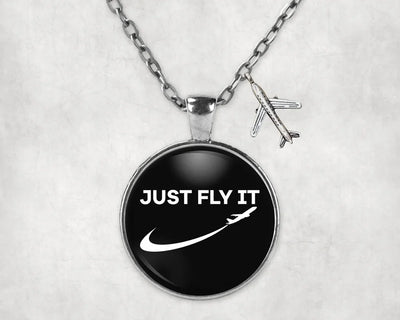 Just Fly It 2 aviation necklace, stainless steel body with engraved detail.