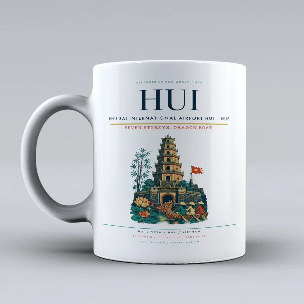 Bai International Airport HUI — Hue Mug design on white phu