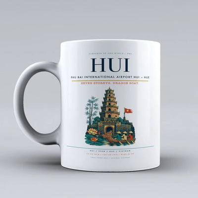 Bai International Airport HUI — Hue Mug design on white phu
