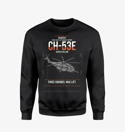 Sikorsky CH-53E Super Stallion design on black sweatshirt