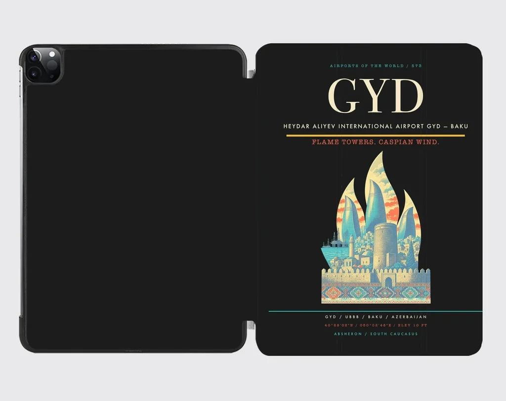 Heydar Aliyev International Airport (GYD) design on black ipad tablet case