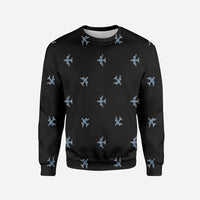 Thumbnail for Nice Airplanes (Black) Printed aviation design printed on soft cotton blend 3D sweatshirt.