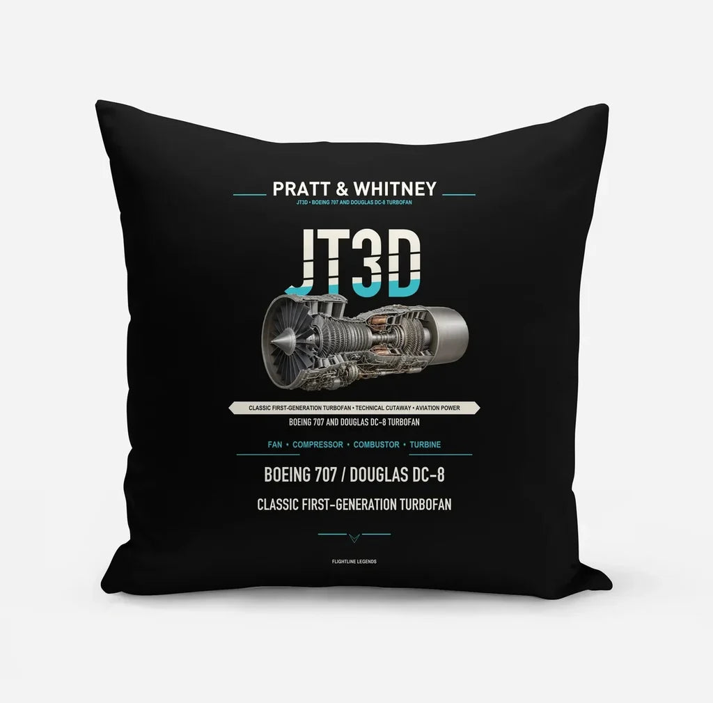 JT3D design on black pillow