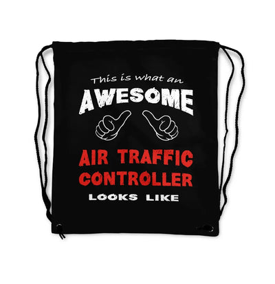 Air Traffic Controller aviation print drawstring bag, lightweight polyester.