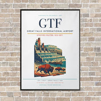 Thumbnail for Great Falls International Airport GTF vertical canvas print - framed - white background