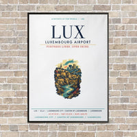 Thumbnail for Luxembourg Airport LUX vertical canvas print - framed - white background