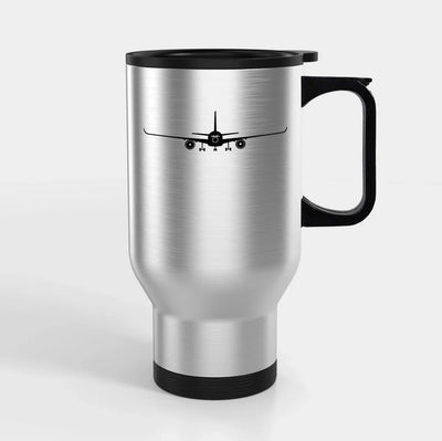 Airbus A350 Silhouette Travel Mugs (With Holder) aviation design on travel mug with holder, insulated double-wall with car-cu.