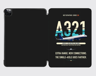Airbus A321XLR design on black ipad tablet case