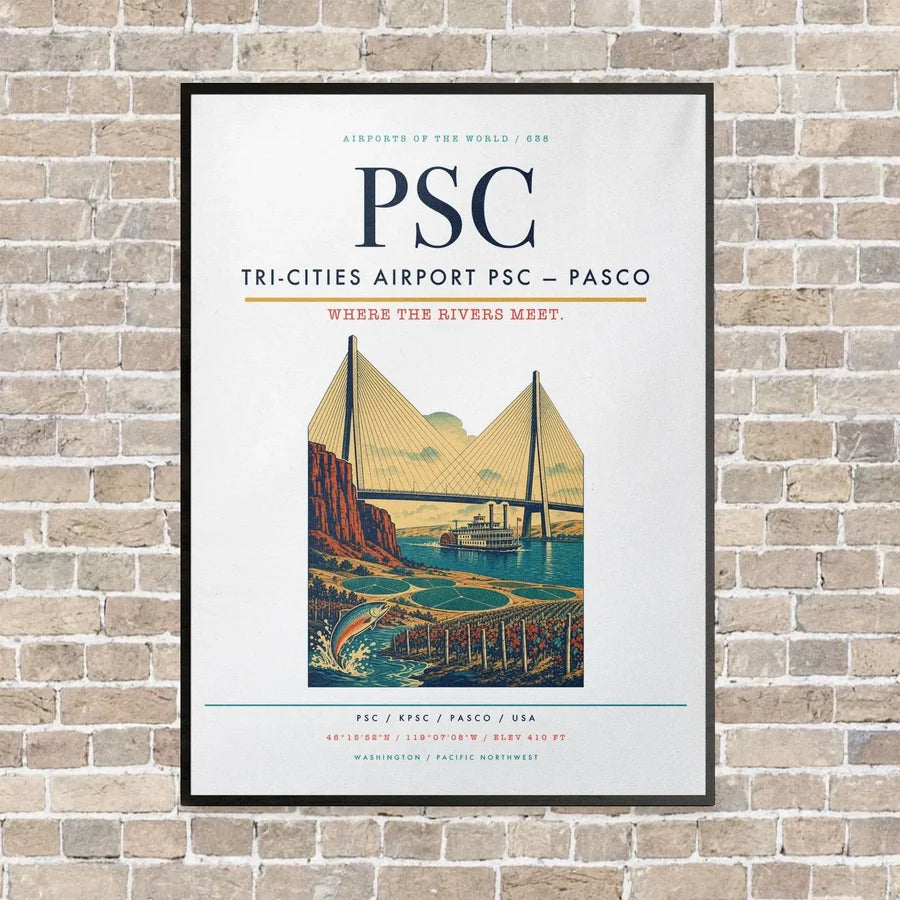 Tri-Cities Airport PSC — Pasco vertical canvas print - framed - white background