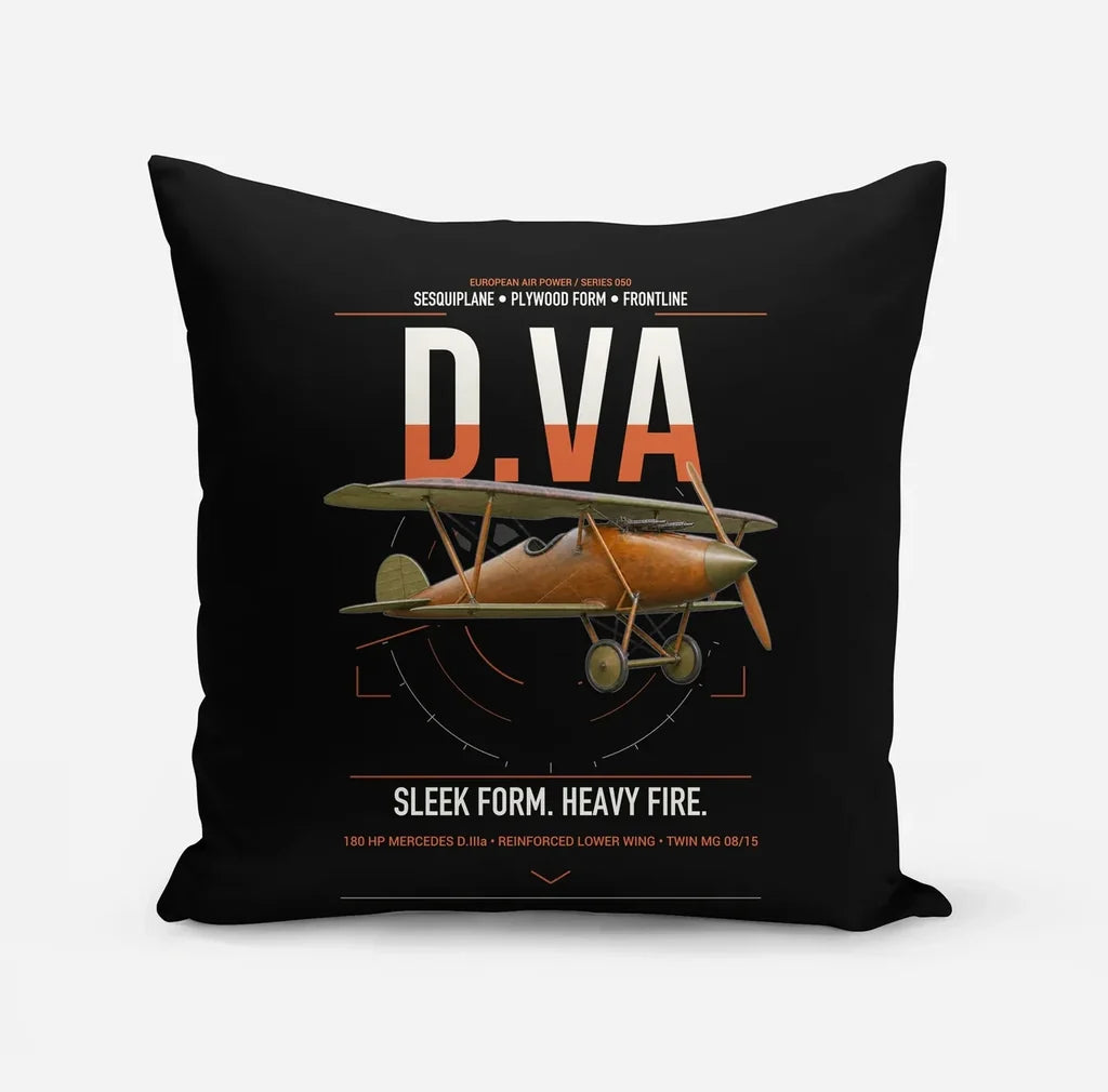 Albatros D.Va design on black pillow