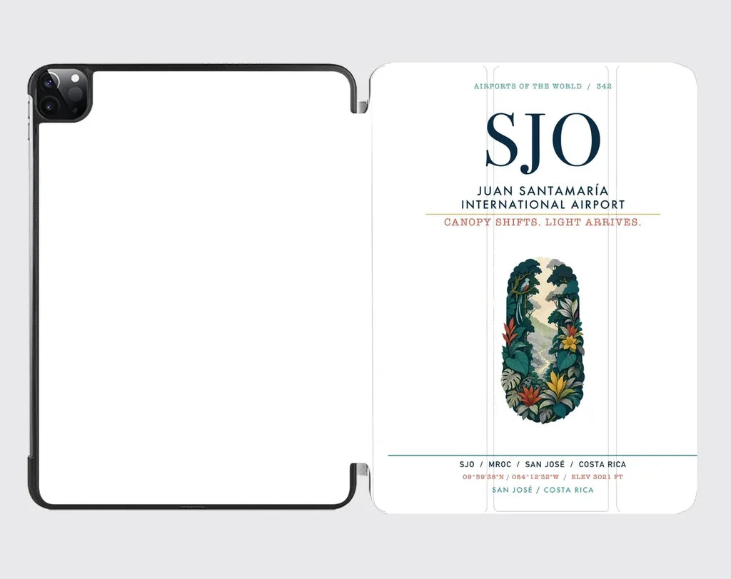 Juan Santamaría International Airport (SJO) design on white ipad tablet case