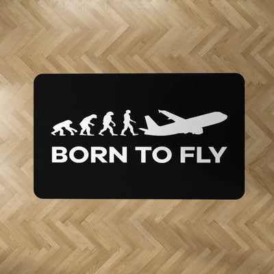 Born To Fly aviation design on durable carpet pile with non-slip backing rectangle carpet floor mat.