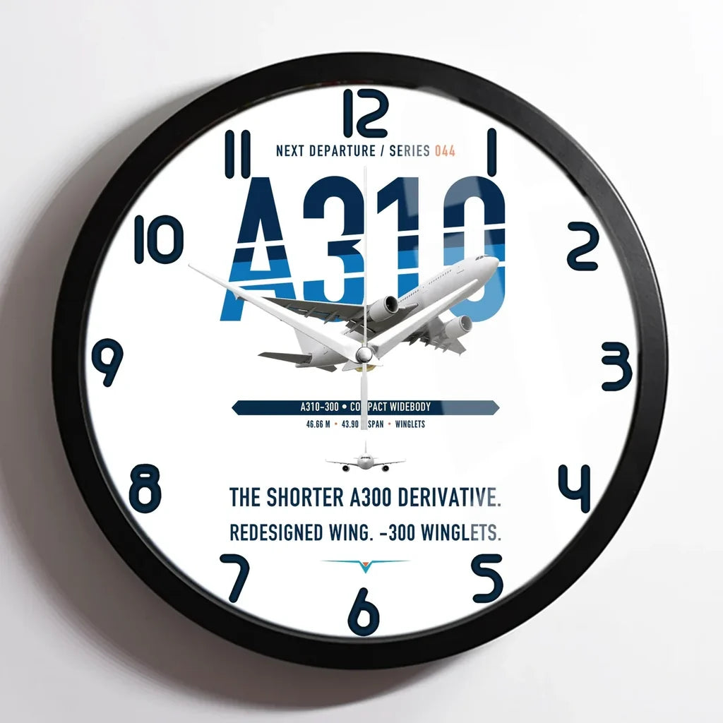 Airbus A310-300 design on white framed wall clock