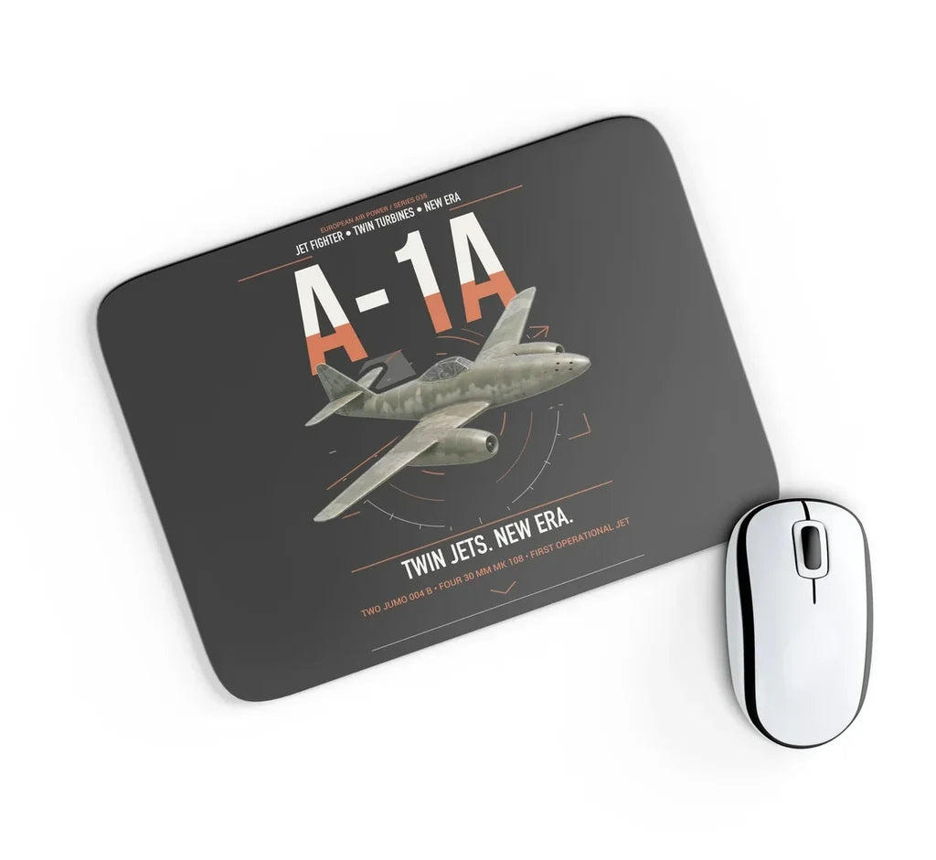 Messerschmitt Me 262A-1a design on black rectangle mouse pad