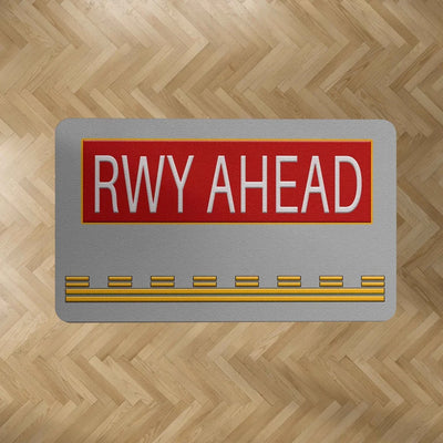 Runway Ahead aviation print rectangle carpet floor mat, durable carpet pile with non-slip backing.