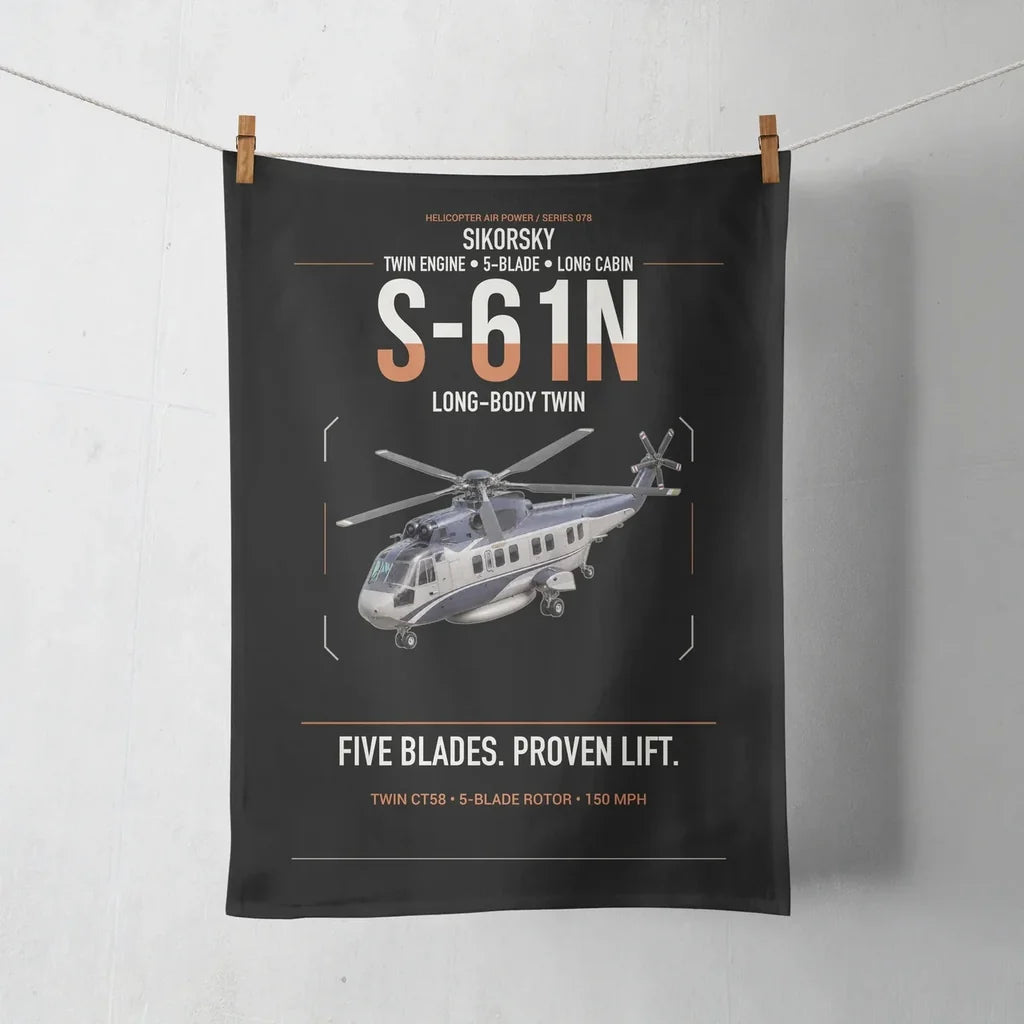 Sikorsky S-61N design on black towel