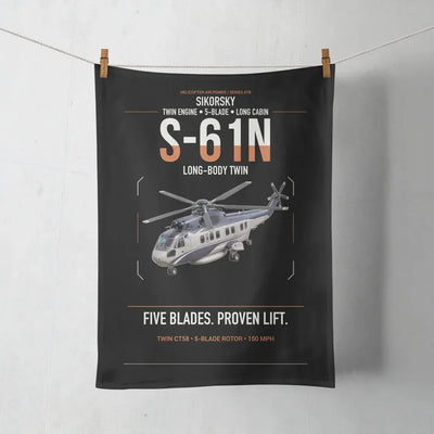 Sikorsky S-61N design on black towel