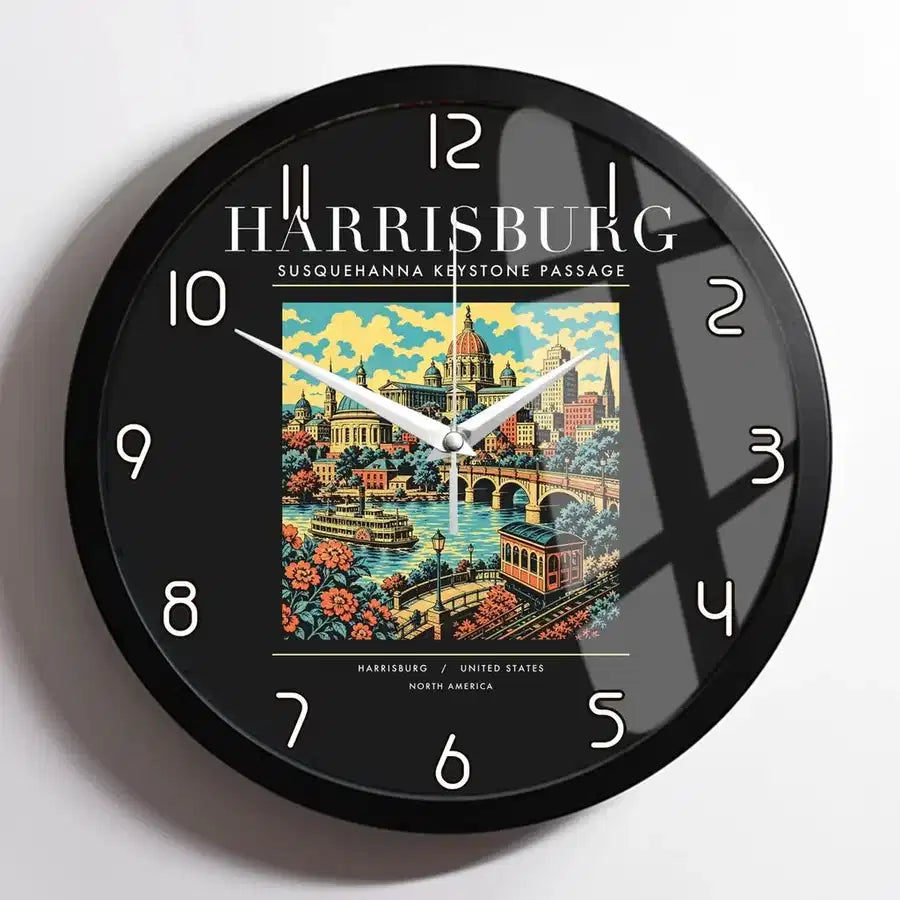HARRISBURG - Poster - Wall Clock Framed - Black