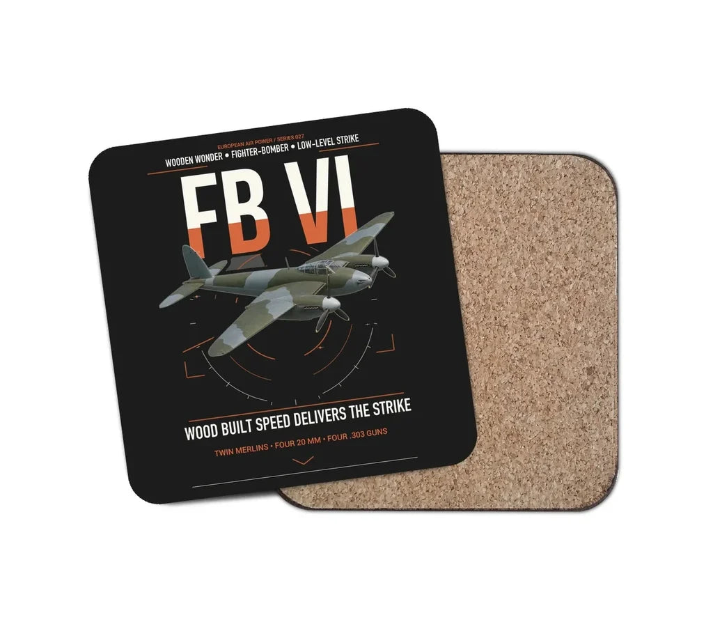 de Havilland Mosquito FB VI design on black 1 piece coaster