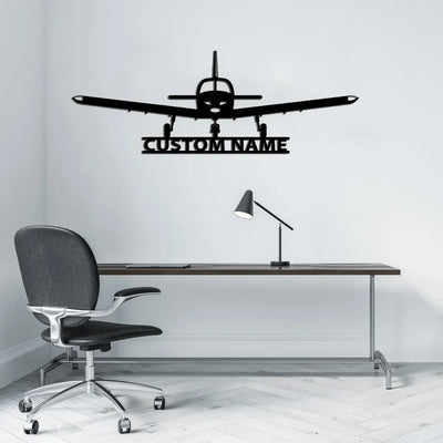 Piper PA28 Silhouette Plane aviation design on durable metal with painted finish metal wall sign.