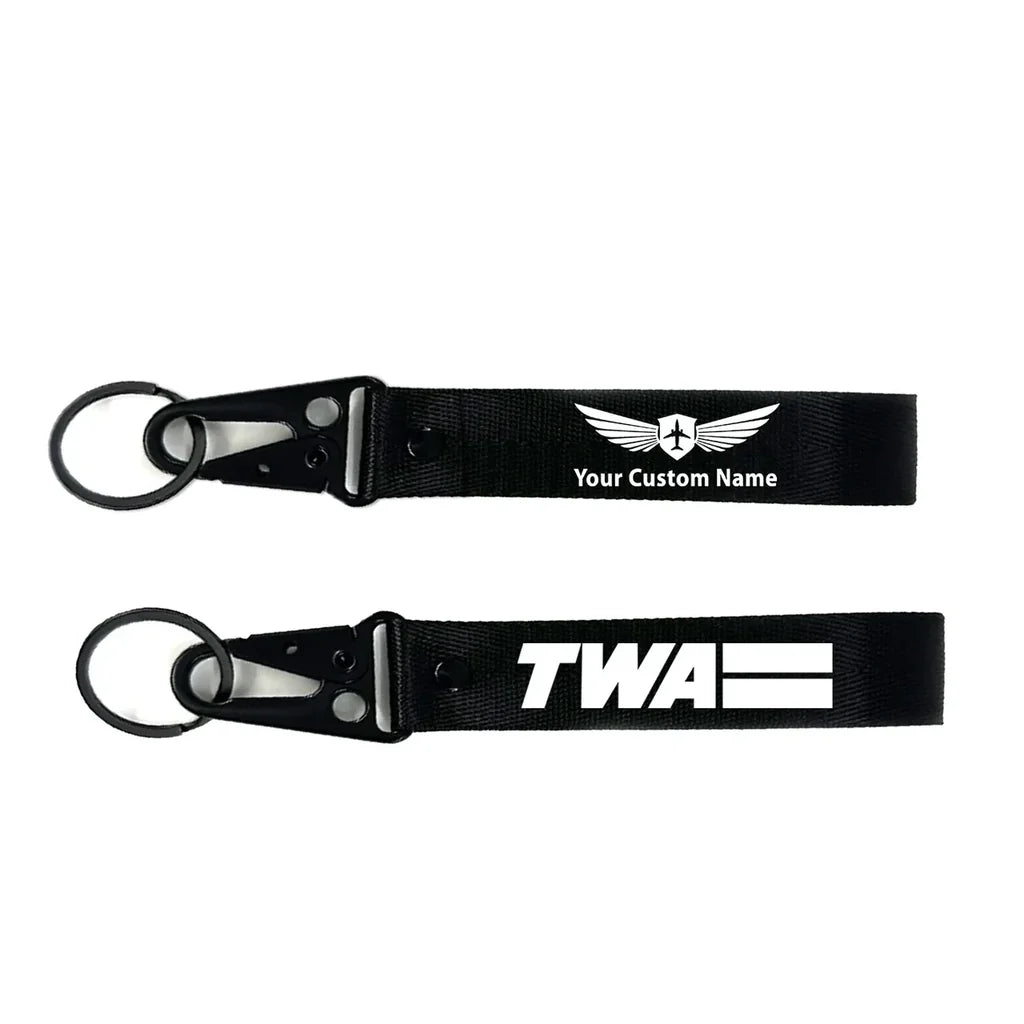 Trans World Airlines (TWA) aviation hawk-shaped key chain, durable metal alloy.