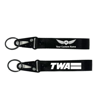 Trans World Airlines (TWA) aviation hawk-shaped key chain, durable metal alloy.