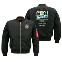 Thumbnail for Cessna 180J Skywagon design on black bomber jacket, double-side print