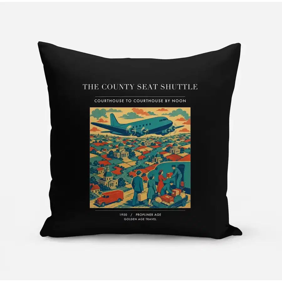 VINTAGE G4388 - The County Seat Shuttle - Designed Pillows design on black