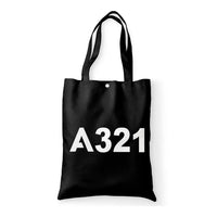 Thumbnail for Airbus A321 Flat Text aviation design tote bag, canvas construction.
