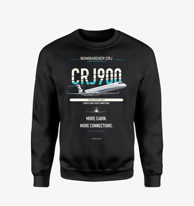 Bombardier CRJ900 design on black sweatshirt