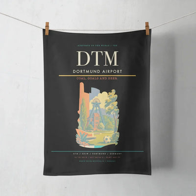 Dortmund Airport (DTM) design on black towel