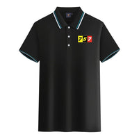 Thumbnail for Flat Colourful 757 aviation design printed on soft cotton stylish polo shirt.