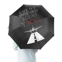 Thumbnail for Every Opportunity aviation design on windproof polyester umbrella.