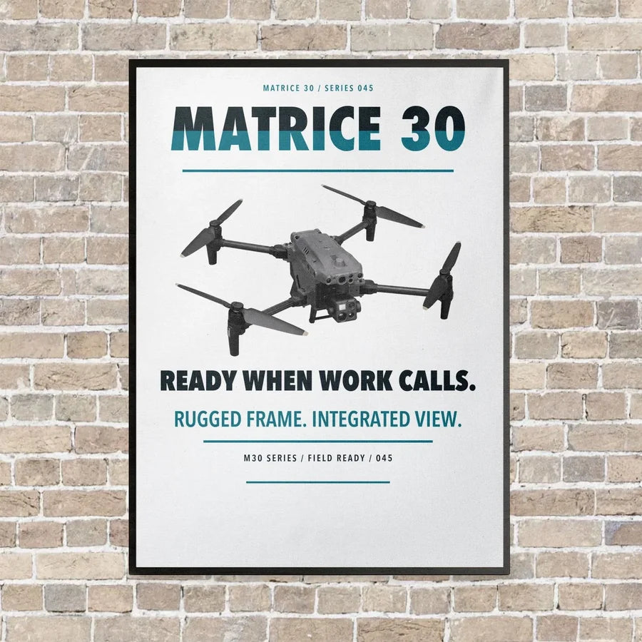 DJI Matrice 30 vertical canvas print - framed - white background